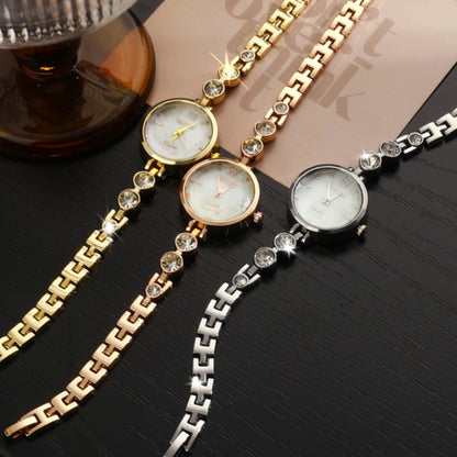 Women's Quartz Watch With Stainless Steel Strap And Buckle, Featuring Tempered Glass Mirror And Pointer Display