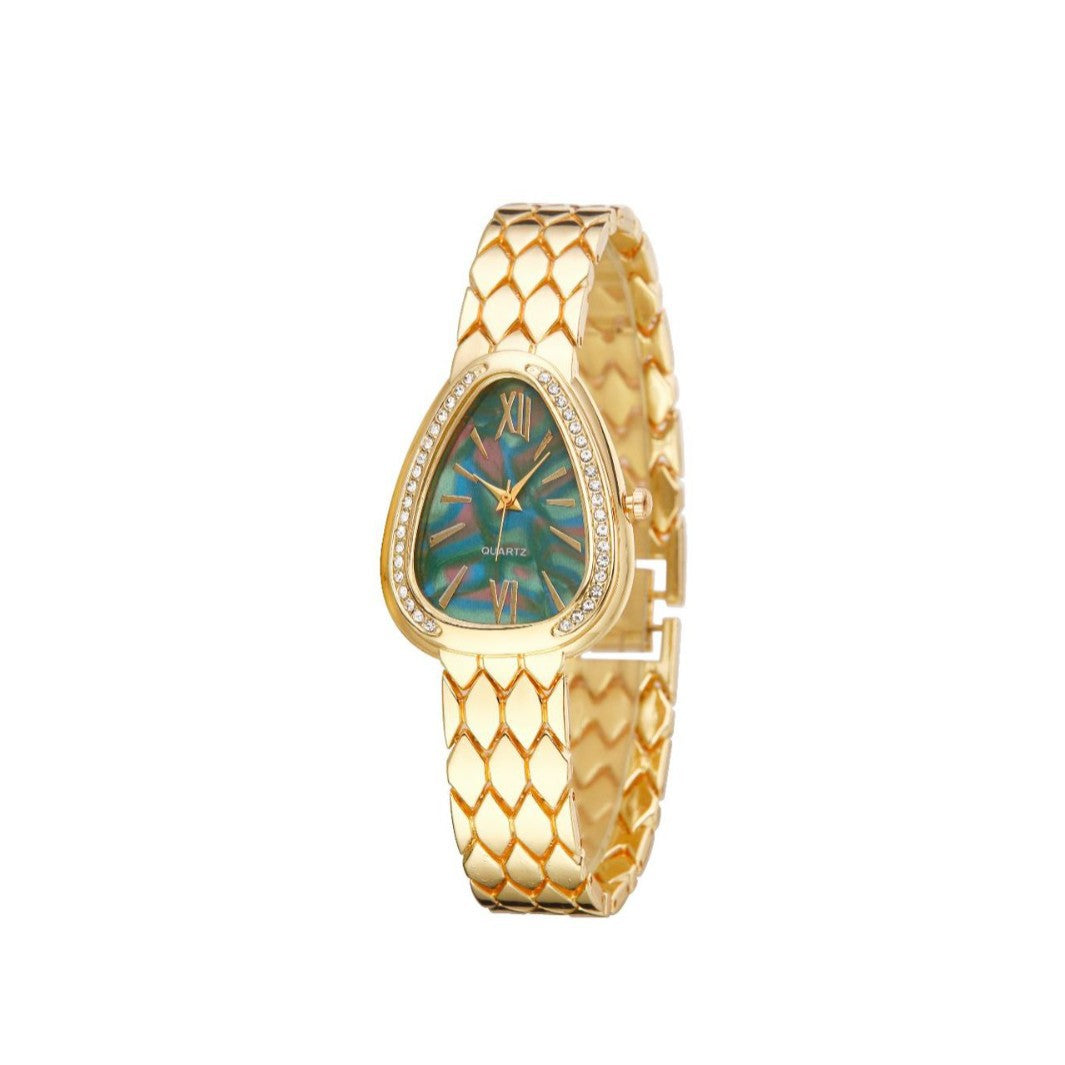 Women's Quartz Watch With Stainless Steel Strap And Buckle, Featuring Tempered Glass Mirror And Pointer Display