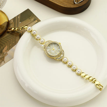 Women's Quartz Watch With Stainless Steel Strap And Jewelry Buckle, Featuring Ordinary Glass Mirror And Pointer Display