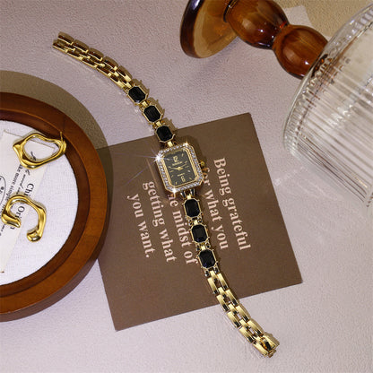 Women's Quartz Watch With Stainless Steel Strap And Jewelry Buckle, Featuring Ordinary Glass Mirror And Pointer Display