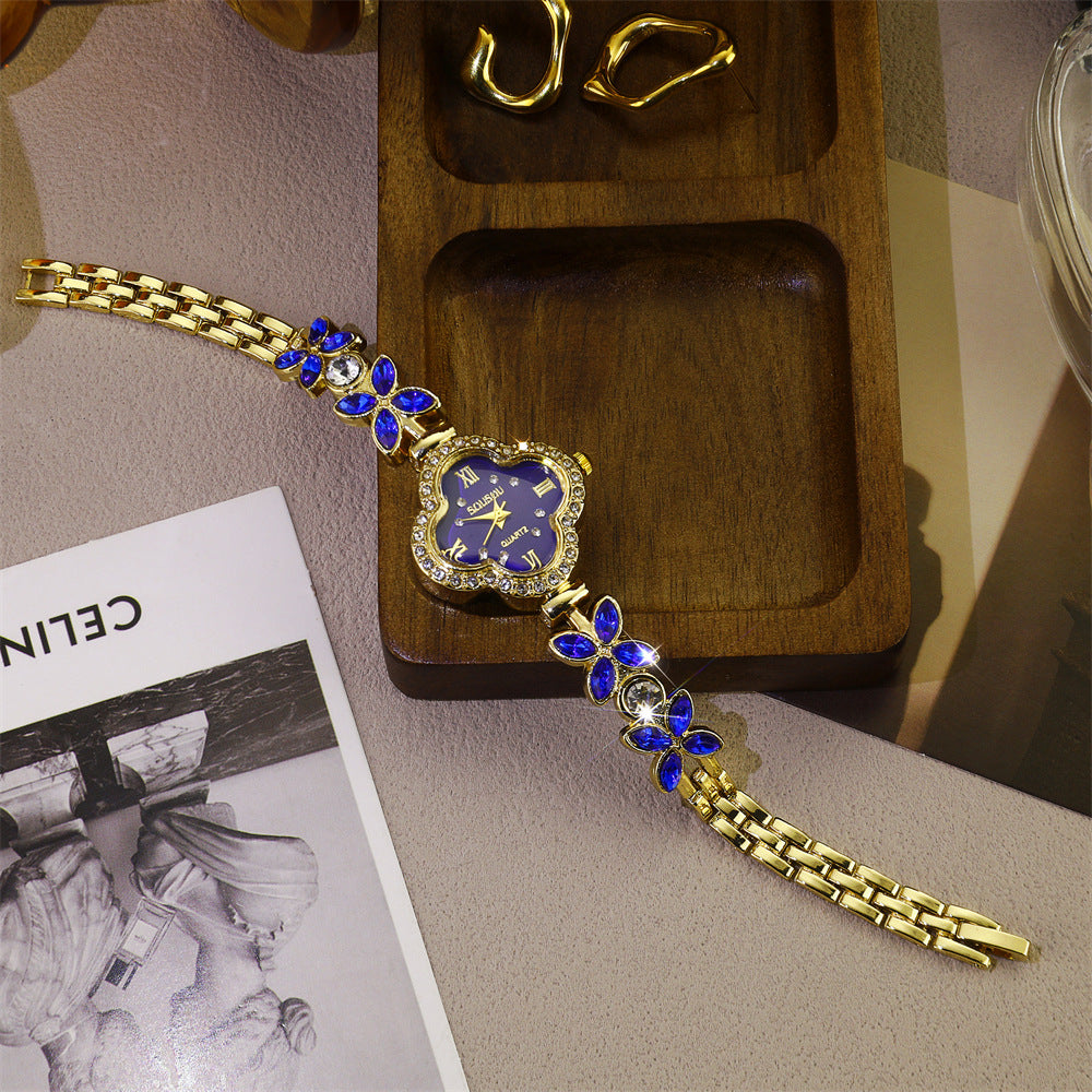 Women's Quartz Watch With Stainless Steel Strap And Jewelry Buckle, Featuring Ordinary Glass Mirror And Pointer Display
