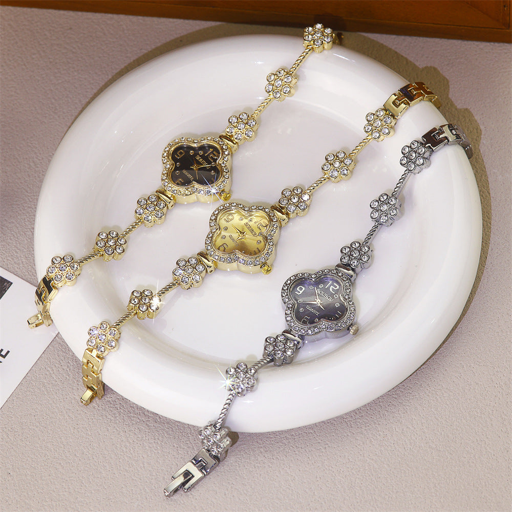 Quartz Watch For Women With Stainless Steel Strap And Jewelry Buckle, Featuring Ordinary Glass Mirror And Pointer Display