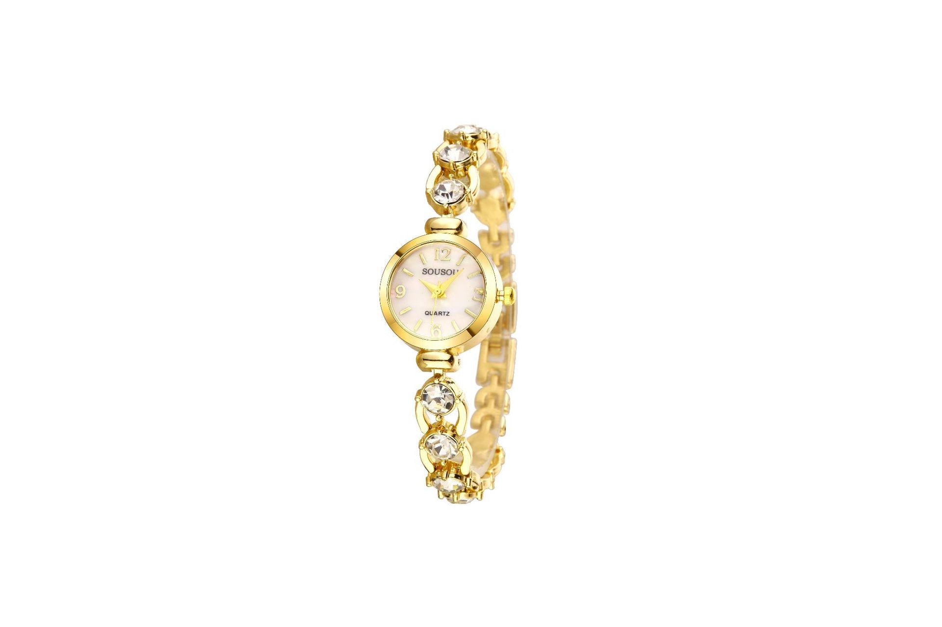 Women's Quartz Watch With Stainless Steel Strap And Buckle, Featuring Tempered Glass Mirror And Pointer Display