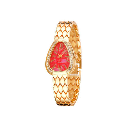 Women's Quartz Watch With Stainless Steel Strap And Buckle, Featuring Tempered Glass Mirror And Pointer Display