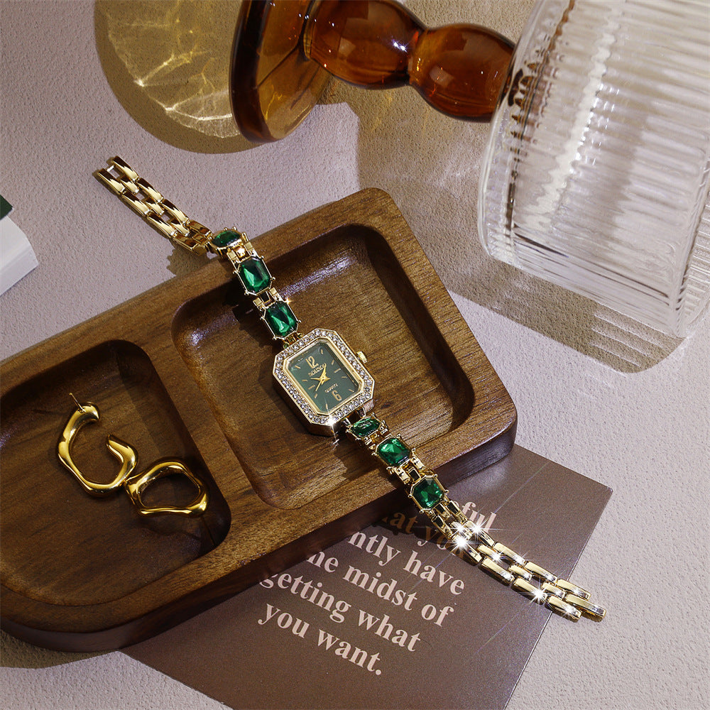 Women's Quartz Watch With Stainless Steel Strap And Jewelry Buckle, Featuring Ordinary Glass Mirror And Pointer Display