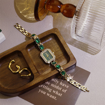 Women's Quartz Watch With Stainless Steel Strap And Jewelry Buckle, Featuring Ordinary Glass Mirror And Pointer Display