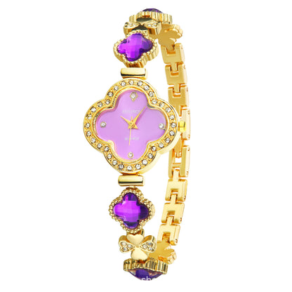 Women's Quartz Watch With Stainless Steel Strap And Buckle, Featuring Tempered Glass Mirror And Pointer Display