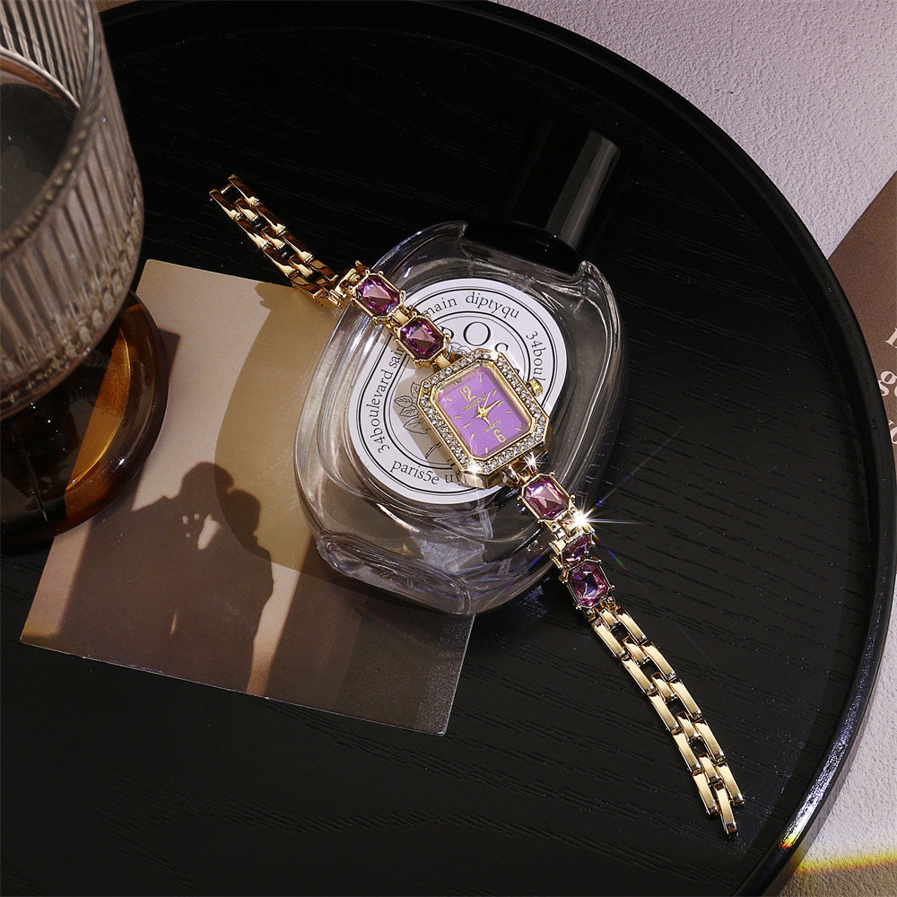 Women's Quartz Watch With Stainless Steel Strap And Jewelry Buckle, Featuring Ordinary Glass Mirror And Pointer Display