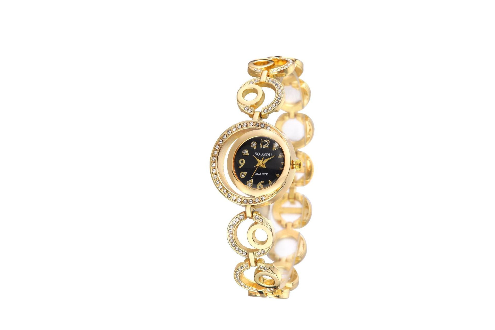 Women's Quartz Watch With Stainless Steel Strap And Buckle, Featuring Tempered Glass Round Dial With Pointer Display
