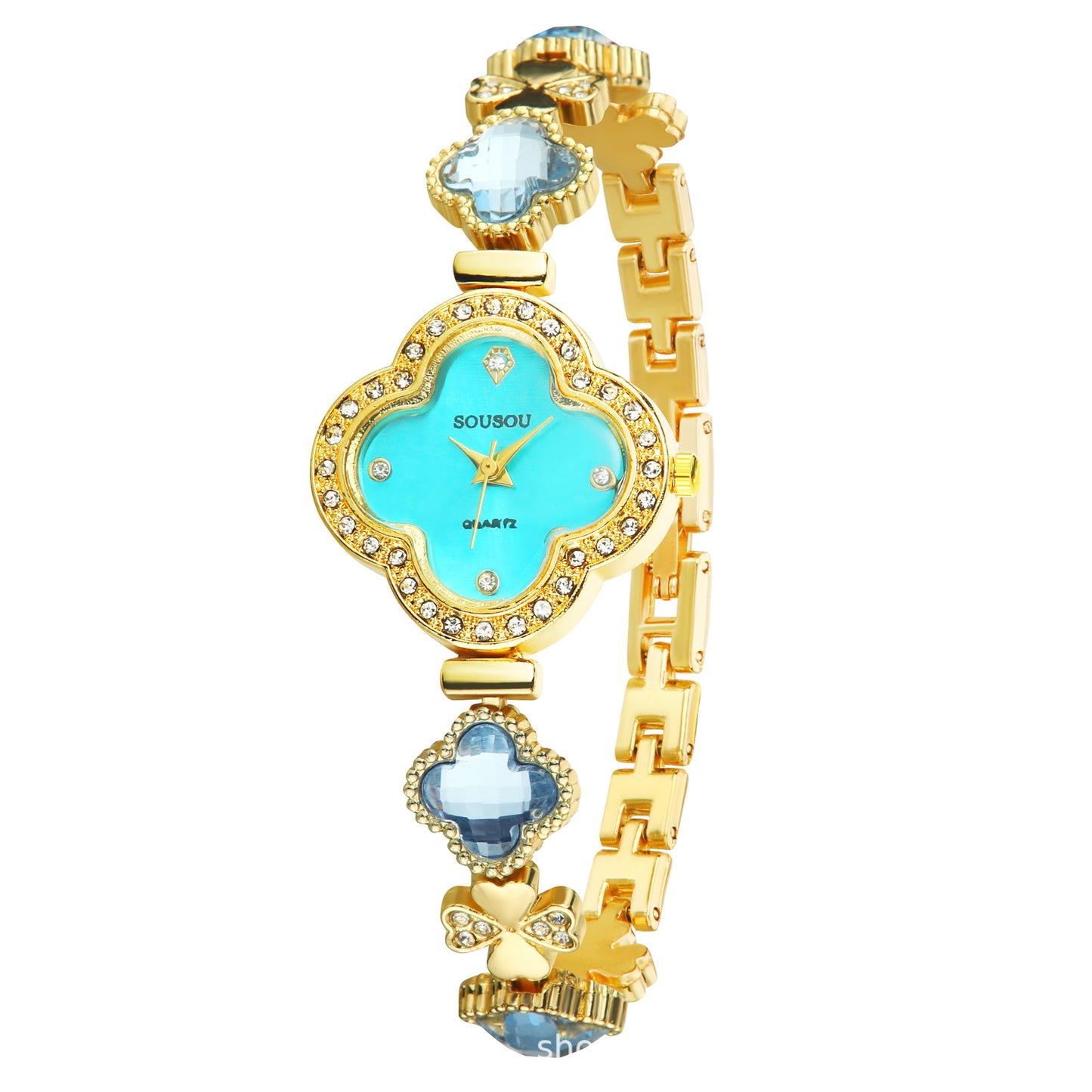 Women's Quartz Watch With Stainless Steel Strap And Buckle, Featuring Tempered Glass Mirror And Pointer Display