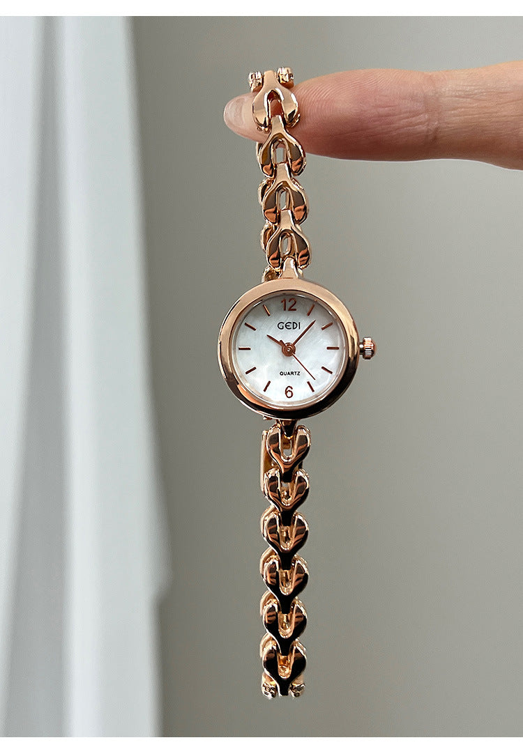 Women's Quartz Watch With Stainless Steel Strap And Jewelry Buckle, Featuring Tempered Glass Mirror And Pointer Display