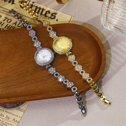 Women's Quartz Watch With Stainless Steel Strap And Jewelry Buckle Featuring Ordinary Glass Mirror And Pointer Display