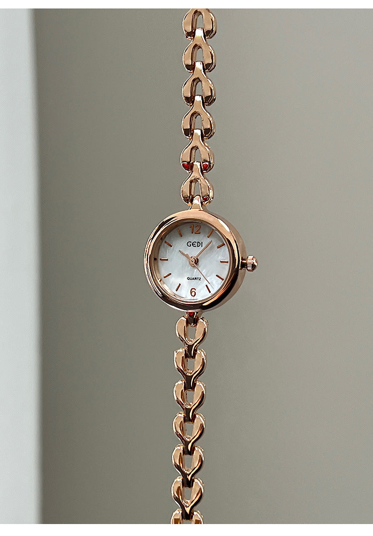 Women's Quartz Watch With Stainless Steel Strap And Jewelry Buckle, Featuring Tempered Glass Mirror And Pointer Display