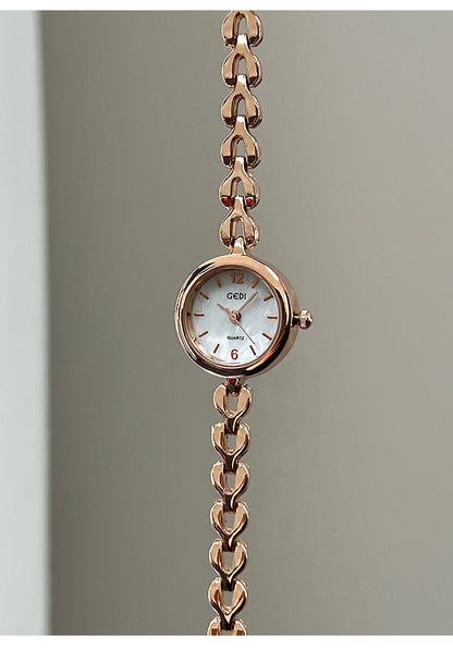 Women's Quartz Watch With Stainless Steel Strap And Jewelry Buckle, Featuring Tempered Glass Mirror And Pointer Display