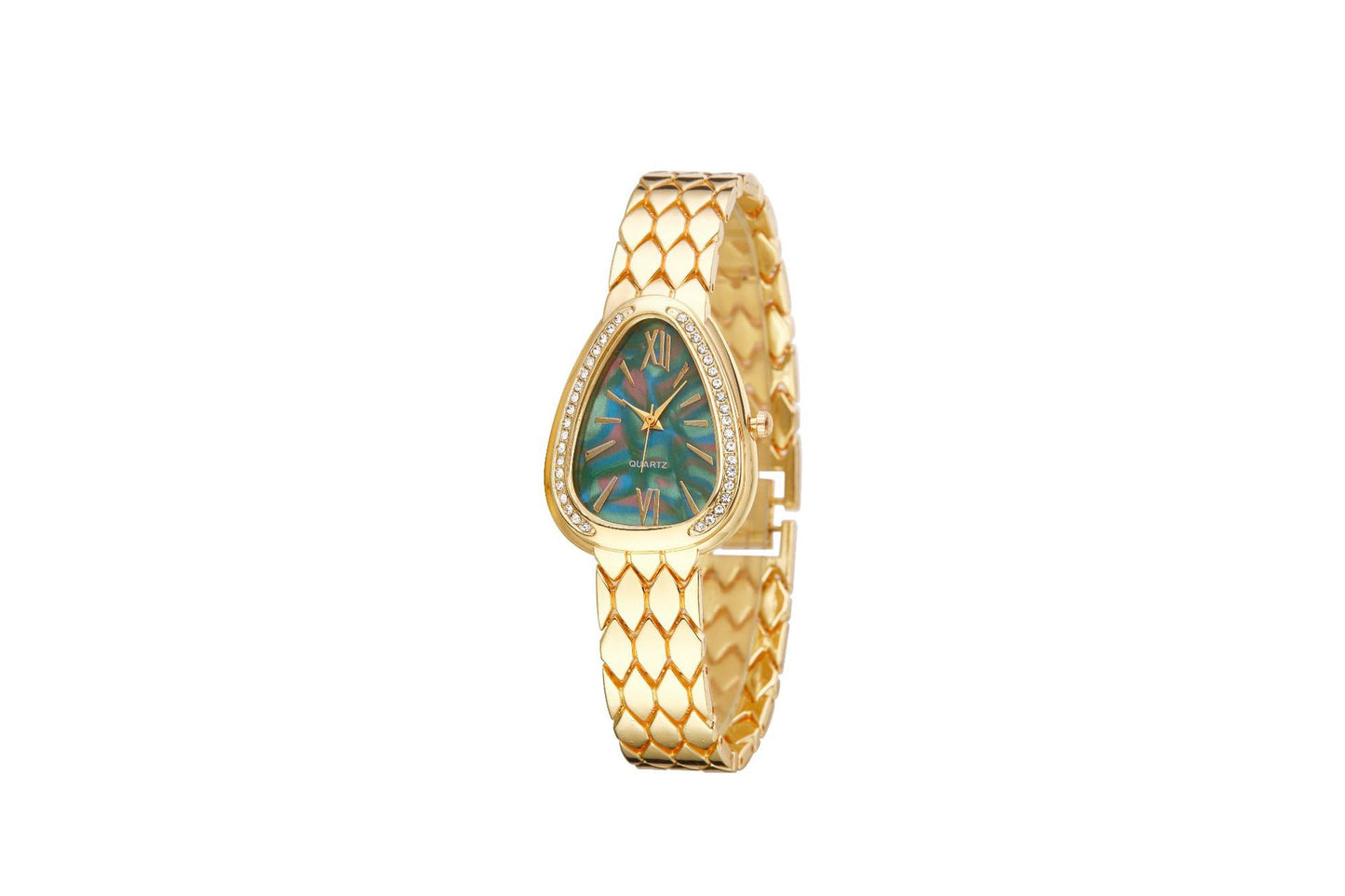 Women's Quartz Watch With Stainless Steel Strap And Buckle, Featuring Tempered Glass Mirror And Pointer Display
