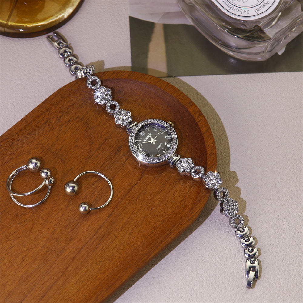 Women's Quartz Watch With Stainless Steel Strap And Jewelry Buckle Featuring Ordinary Glass Mirror And Pointer Display