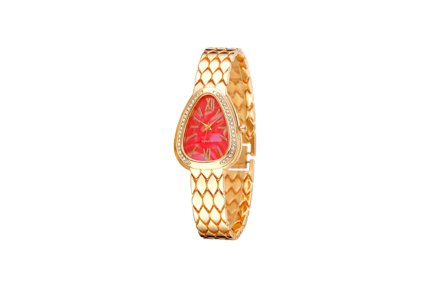 Women's Quartz Watch With Stainless Steel Strap And Buckle, Featuring Tempered Glass Mirror And Pointer Display