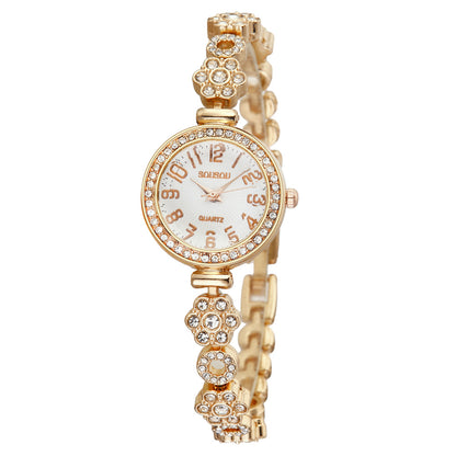 Women's Quartz Watch With Stainless Steel Strap And Jewelry Buckle Featuring Ordinary Glass Mirror And Pointer Display