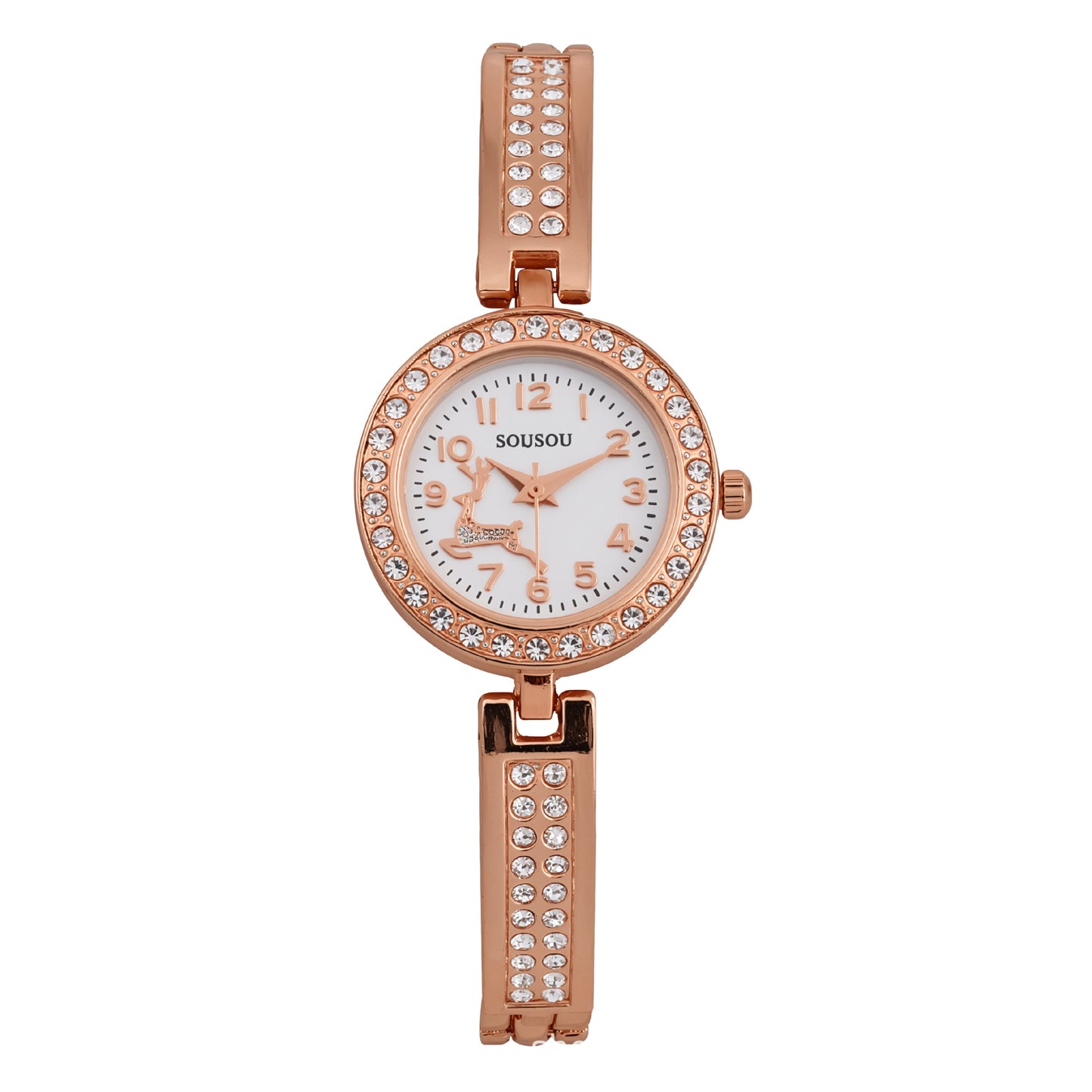Women’s Quartz Watch With Stainless Steel Strap And Buckle, Featuring Tempered Glass Mirror And Pointer Display