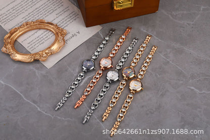 Women's Quartz Watch With Stainless Steel Strap And Buckle, Featuring Tempered Glass Mirror And Pointer Display