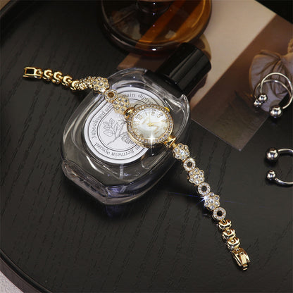 Women's Quartz Watch With Stainless Steel Strap And Jewelry Buckle Featuring Ordinary Glass Mirror And Pointer Display