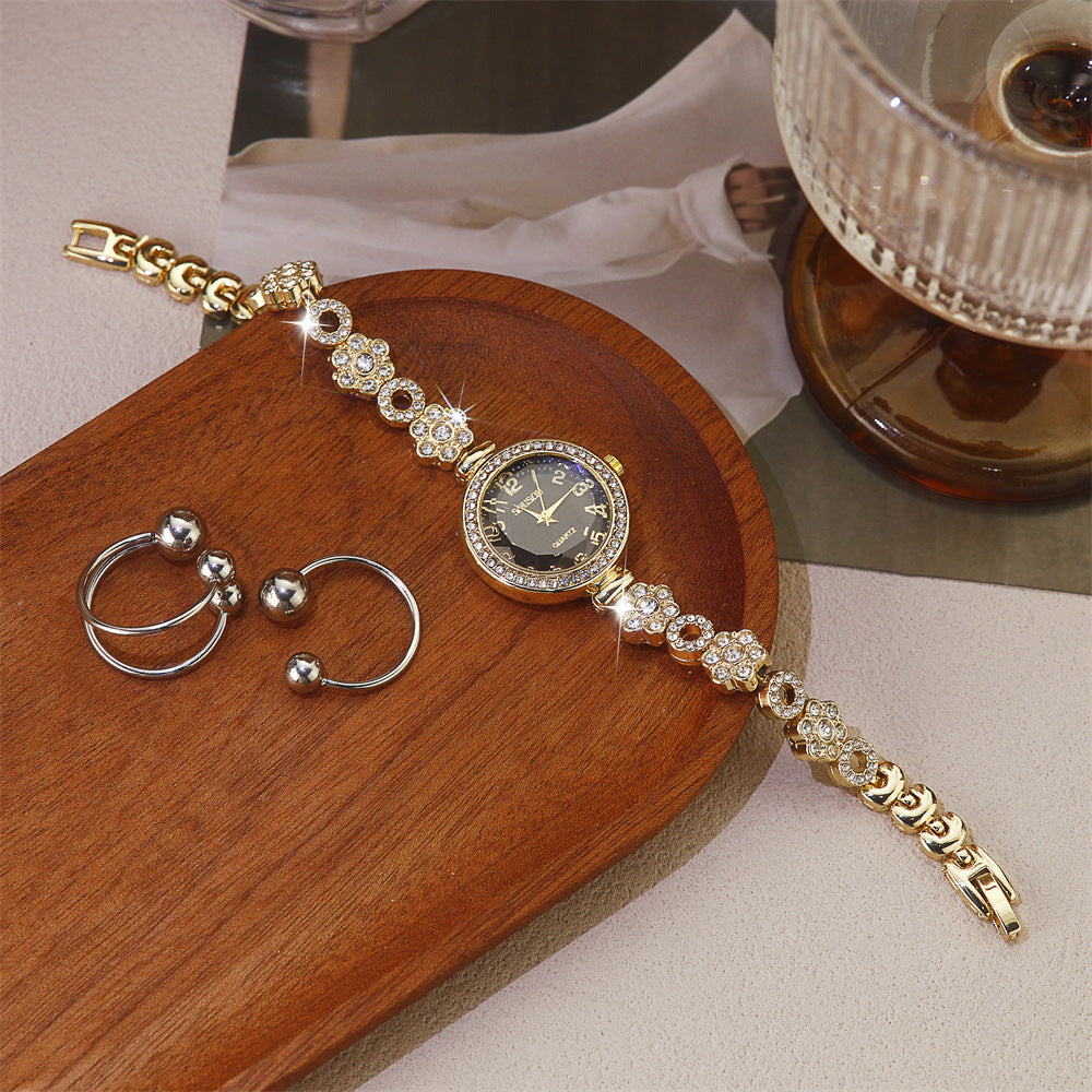 Women's Quartz Watch With Stainless Steel Strap And Jewelry Buckle Featuring Ordinary Glass Mirror And Pointer Display