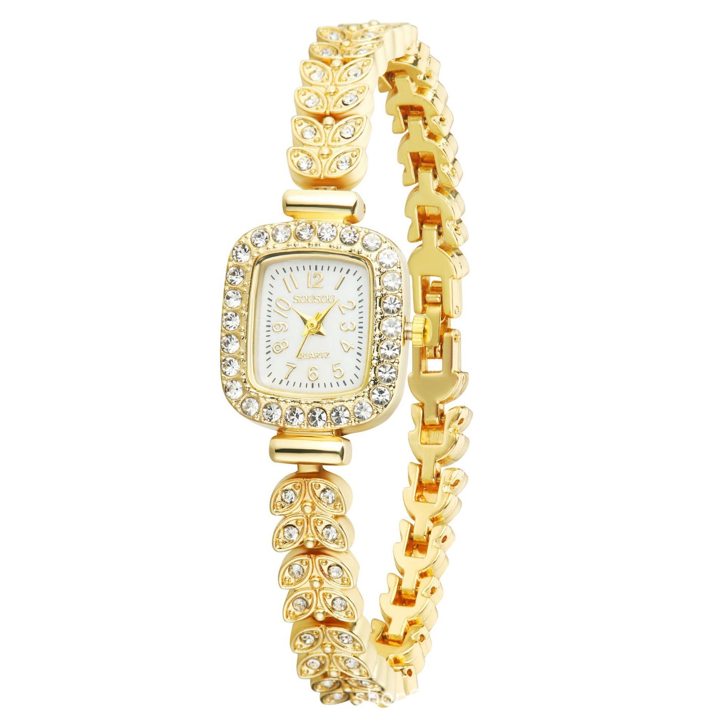 Women’s Quartz Watch With Stainless Steel Strap And Buckle, Featuring Tempered Glass Mirror And Pointer+Number Display