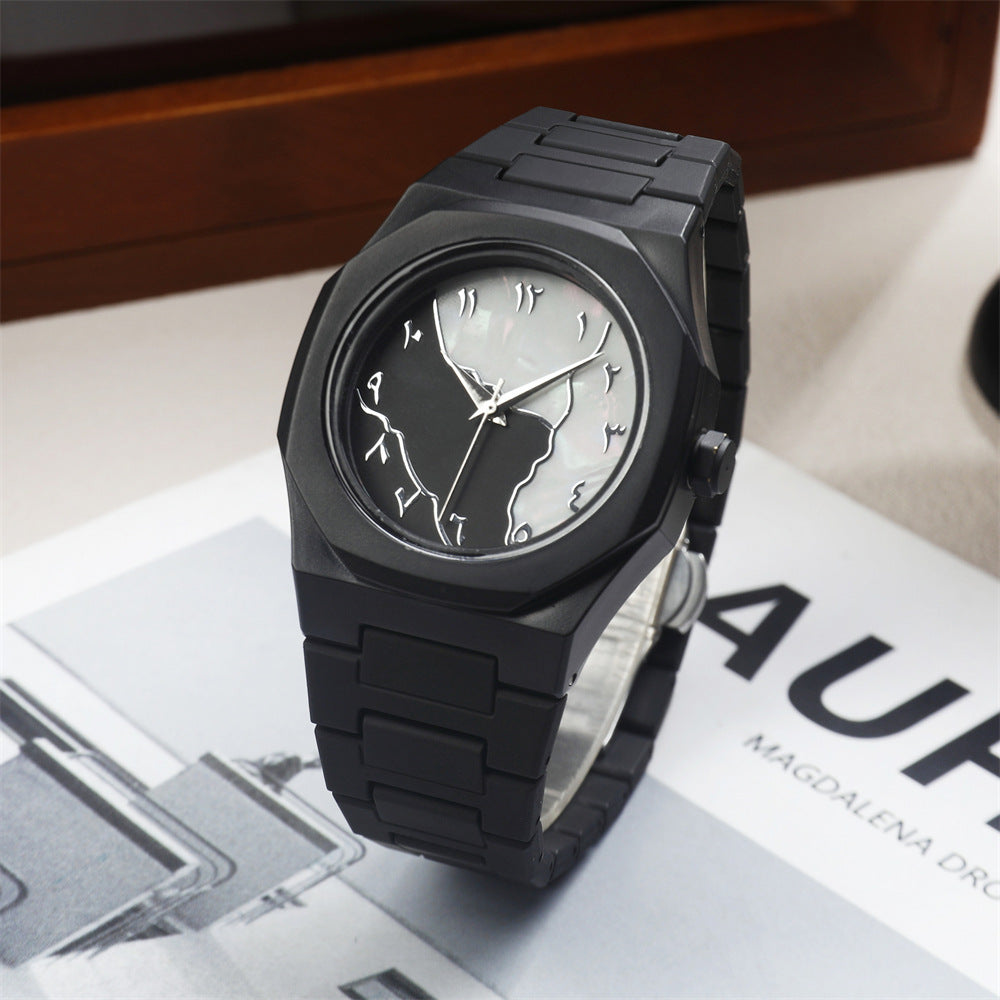Unisex Quartz Watch With Plastic Strap And Butterfly Double Snap Buckle Featuring Ordinary Glass Mirror And Pointer Display