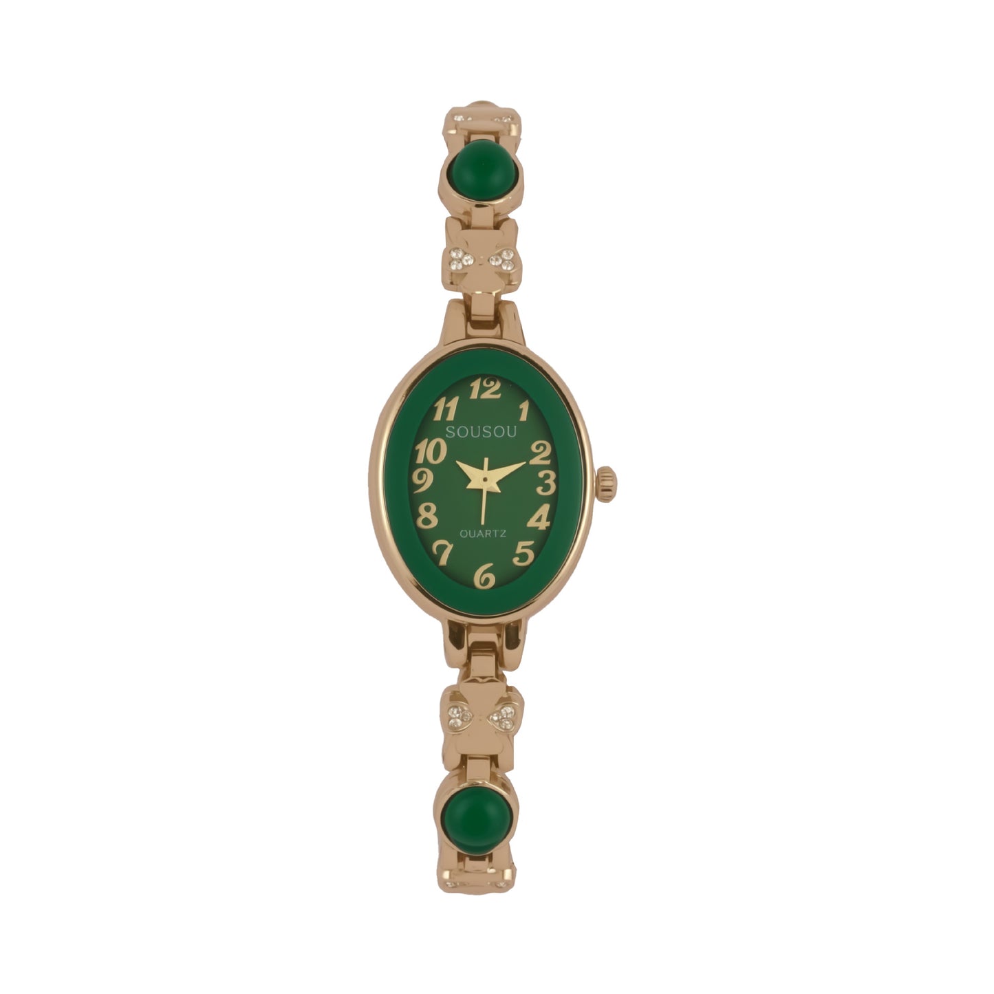 Women's Quartz Watch With Stainless Steel Strap And Buckle, Featuring Tempered Glass Mirror And Pointer+Number Display