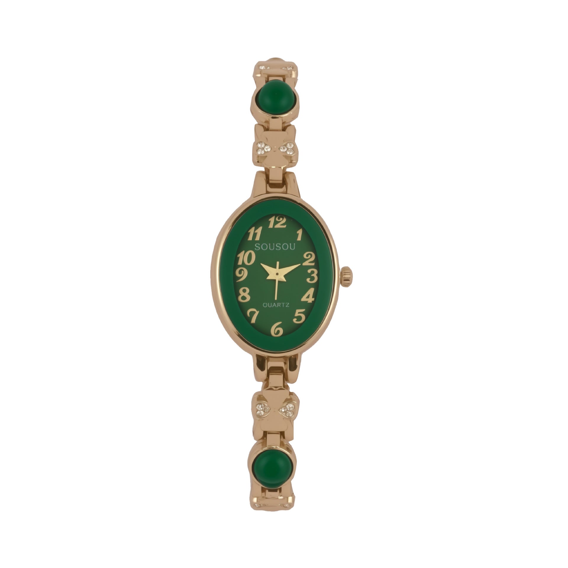 Women's Quartz Watch With Stainless Steel Strap And Buckle, Featuring Tempered Glass Mirror And Pointer+Number Display