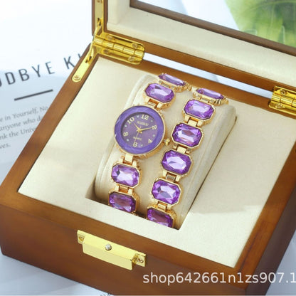 Women's Quartz Watch With Stainless Steel Strap And Buckle, Featuring Tempered Glass Mirror And Pointer+Number Display