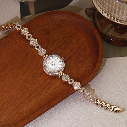 Women's Quartz Watch With Stainless Steel Strap And Jewelry Buckle Featuring Ordinary Glass Mirror And Pointer Display