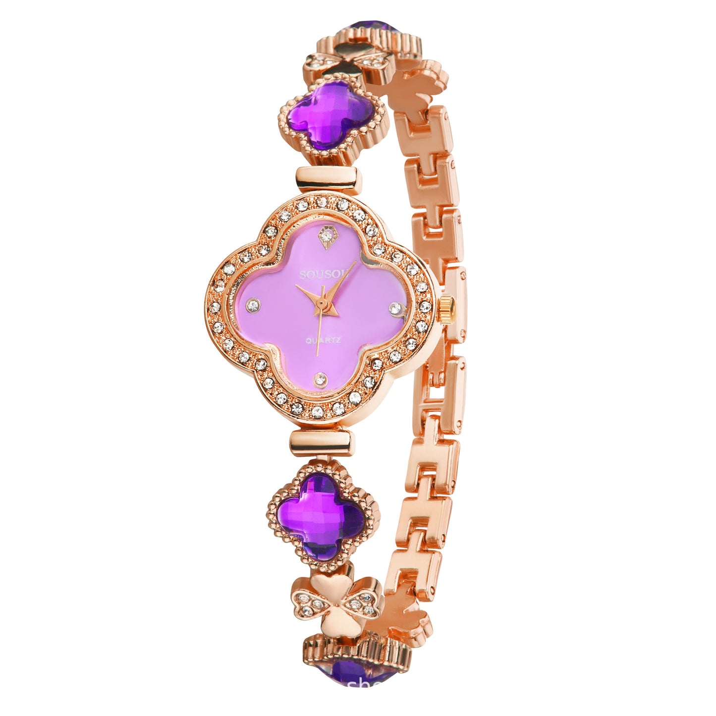 Women's Quartz Watch With Stainless Steel Strap And Buckle, Featuring Tempered Glass Mirror And Pointer Display
