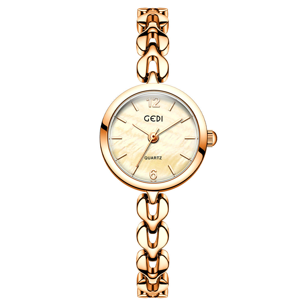 Women's Quartz Watch With Stainless Steel Strap And Jewelry Buckle, Featuring Tempered Glass Mirror And Pointer Display