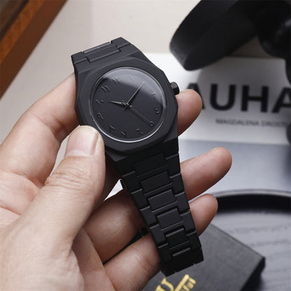 Unisex Quartz Watch With Plastic Strap And Butterfly Double Snap Buckle Featuring Ordinary Glass Mirror And Pointer Display