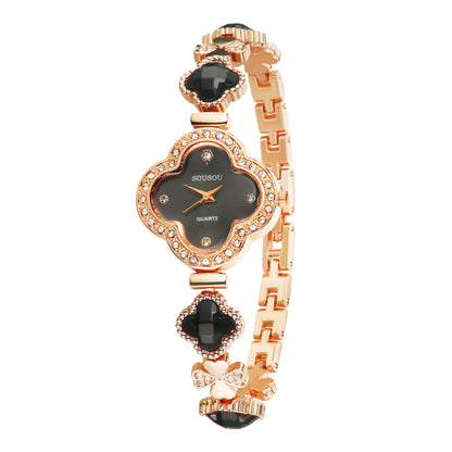 Women's Quartz Watch With Stainless Steel Strap And Buckle, Featuring Tempered Glass Mirror And Pointer Display