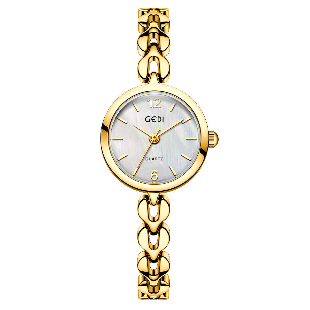Women's Quartz Watch With Stainless Steel Strap And Jewelry Buckle, Featuring Tempered Glass Mirror And Pointer Display