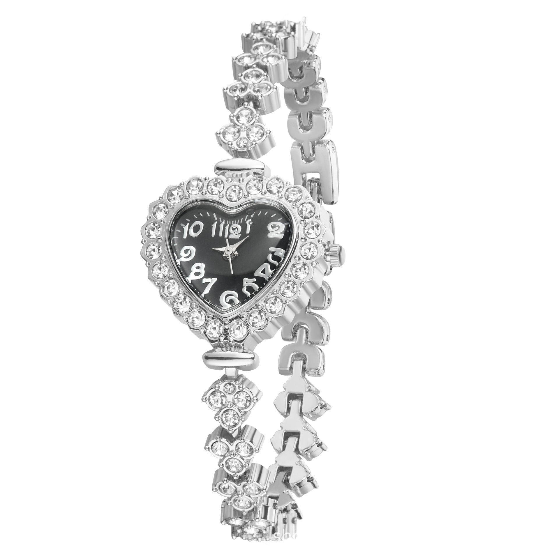 Women's Quartz Watch With Stainless Steel Strap, Tempered Glass Mirror, Pointer Display, And Buckle Style Closure