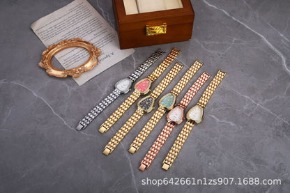 Women's Quartz Watch With Stainless Steel Strap And Buckle, Featuring Tempered Glass Mirror And Pointer Display