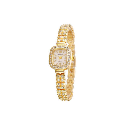 Women's Quartz Watch With Stainless Steel Strap And Buckle, Featuring Tempered Glass Mirror And Pointer Display