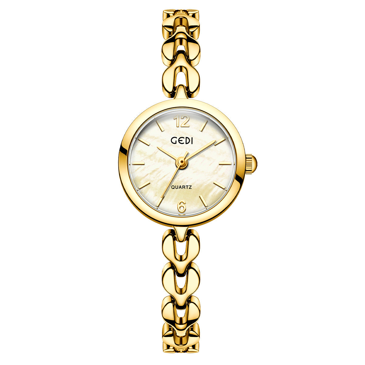 Women's Quartz Watch With Stainless Steel Strap And Jewelry Buckle, Featuring Tempered Glass Mirror And Pointer Display
