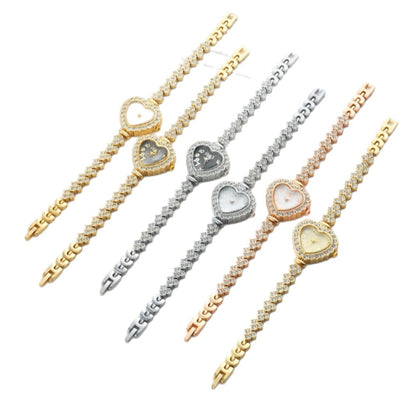 Women's Quartz Watch With Stainless Steel Strap, Tempered Glass Mirror, Pointer Display, And Buckle Style Closure