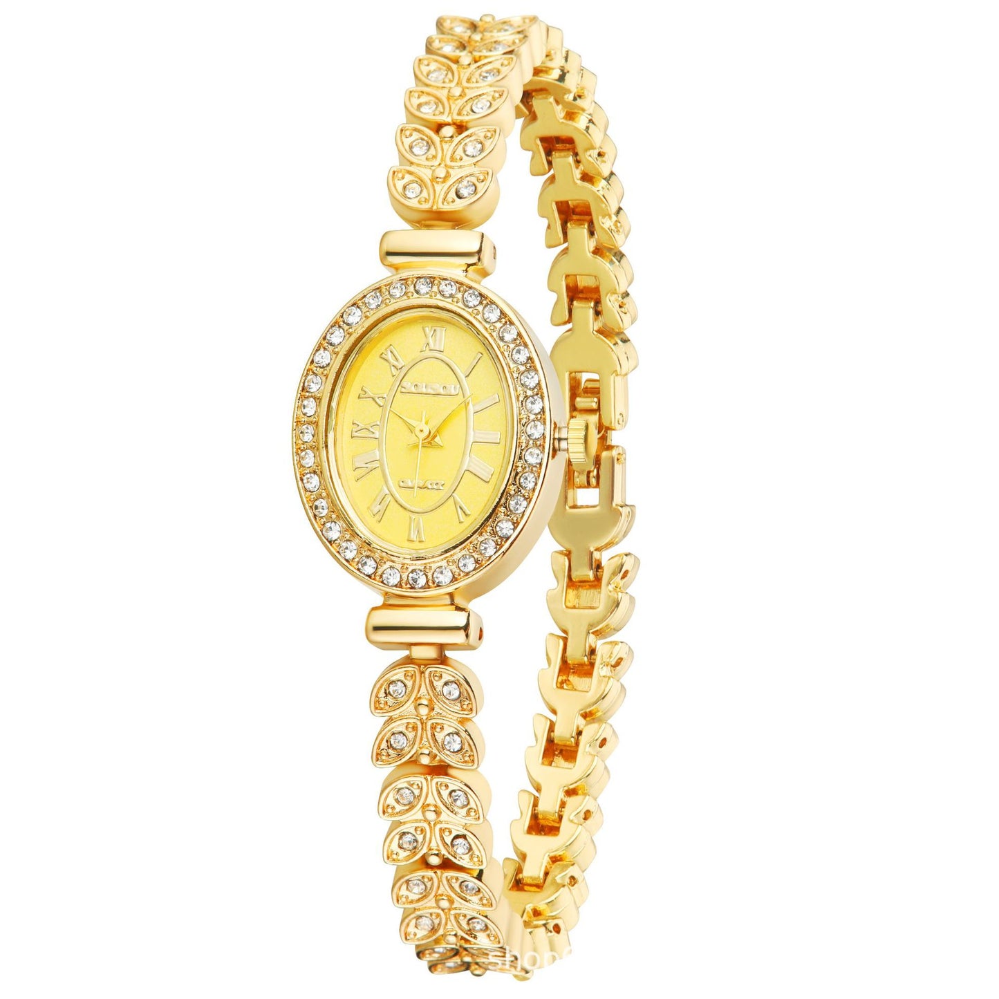 Women's Quartz Watch With Stainless Steel Strap And Buckle, Featuring Tempered Glass Mirror And Pointer Display