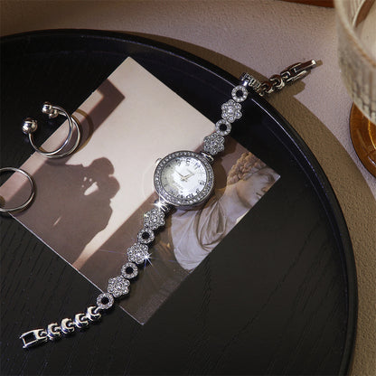 Women's Quartz Watch With Stainless Steel Strap And Jewelry Buckle Featuring Ordinary Glass Mirror And Pointer Display