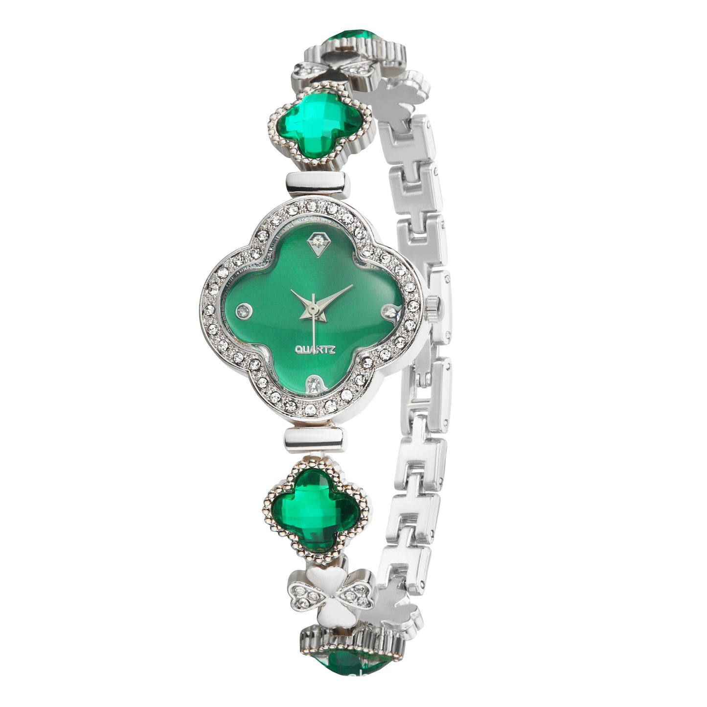 Women's Quartz Watch With Stainless Steel Strap And Buckle, Featuring Tempered Glass Mirror And Pointer Display