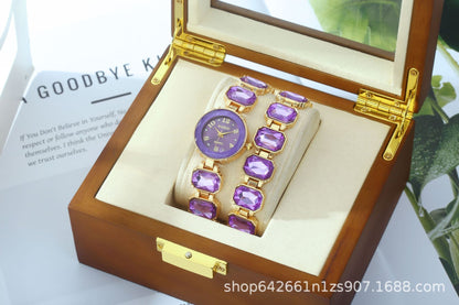 Women's Quartz Watch With Stainless Steel Strap And Buckle, Featuring Tempered Glass Mirror And Pointer+Number Display