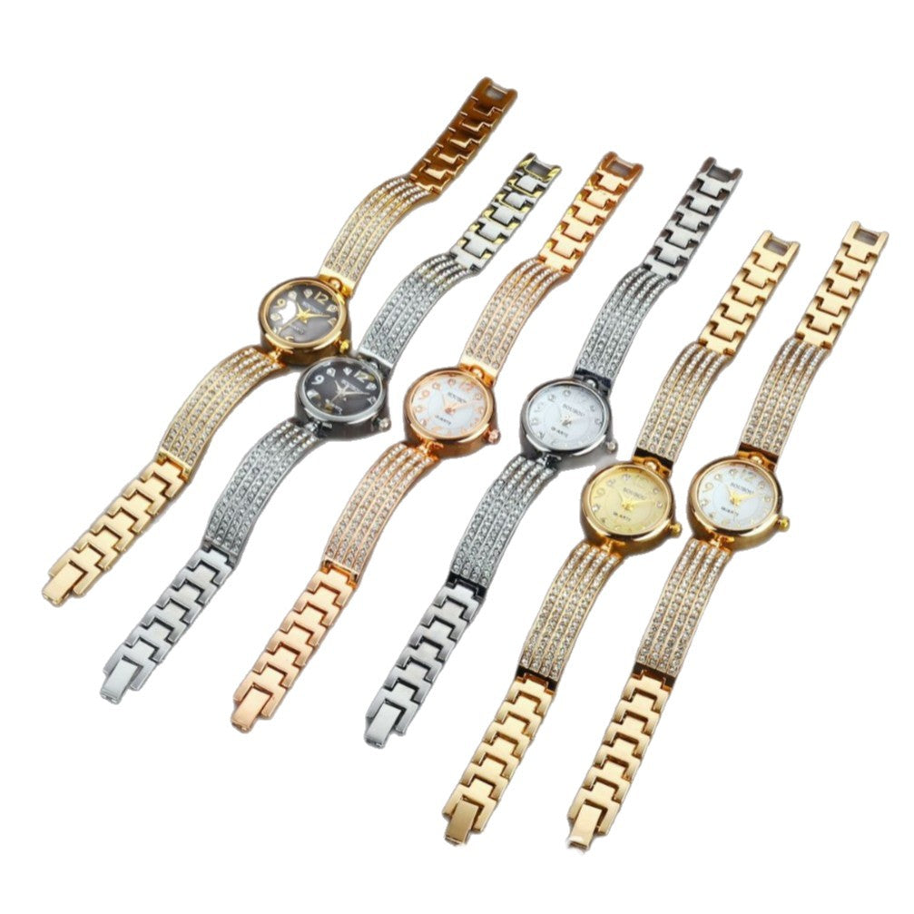 Women's Quartz Watch With Stainless Steel Strap And Buckle, Featuring Tempered Glass Mirror And Pointer Display