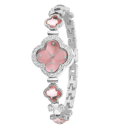 Women's Quartz Watch With Stainless Steel Strap And Buckle, Featuring Tempered Glass Mirror And Pointer Display
