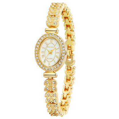 Women's Quartz Watch With Stainless Steel Strap And Buckle, Featuring Tempered Glass Mirror And Pointer Display