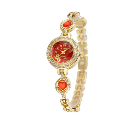 Women's Quartz Watch With Stainless Steel Strap And Buckle, Featuring Tempered Glass Mirror And Pointer Display